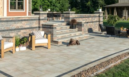 Outdoor patio, with dog relaxing