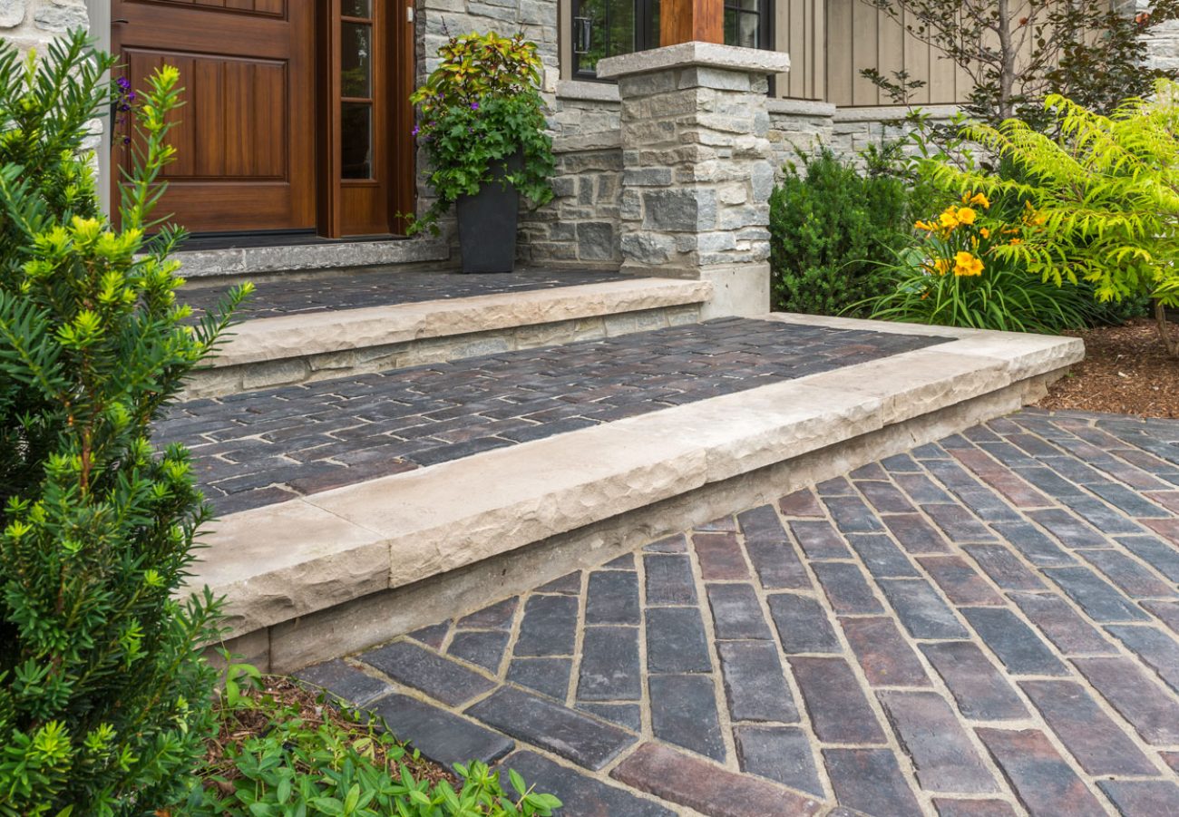 Front Entrance Steps with Interlocking Walkway from Paver Driveway