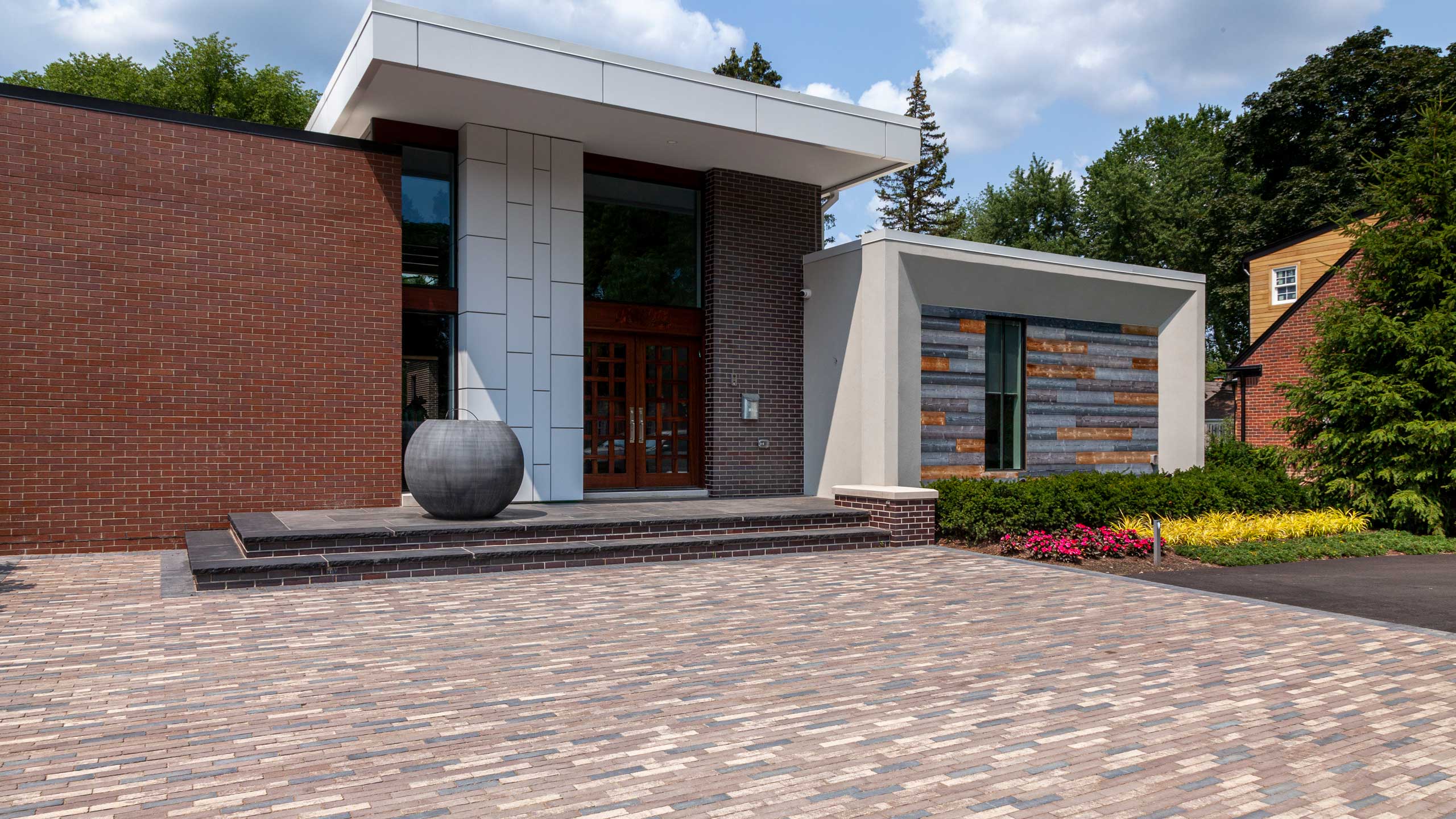 Modern Front Entrance with Unilock Pavers