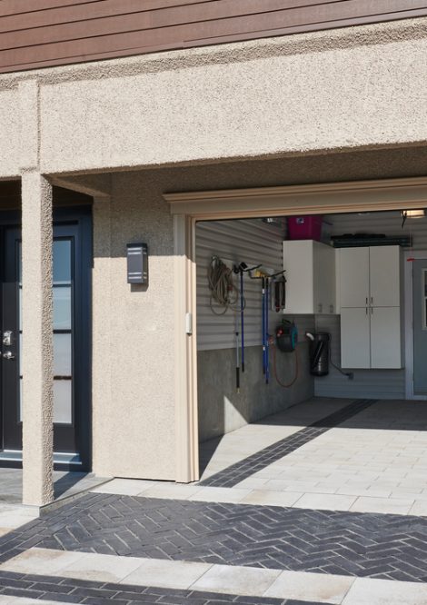 Unilock Interlocking Extended Driveway into Garage with Boarders